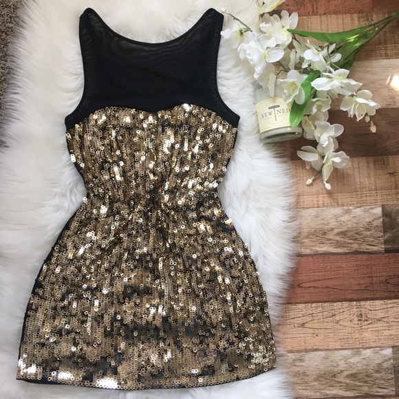 Express Dresses & Skirts - Express Gold Sequined Dress XS